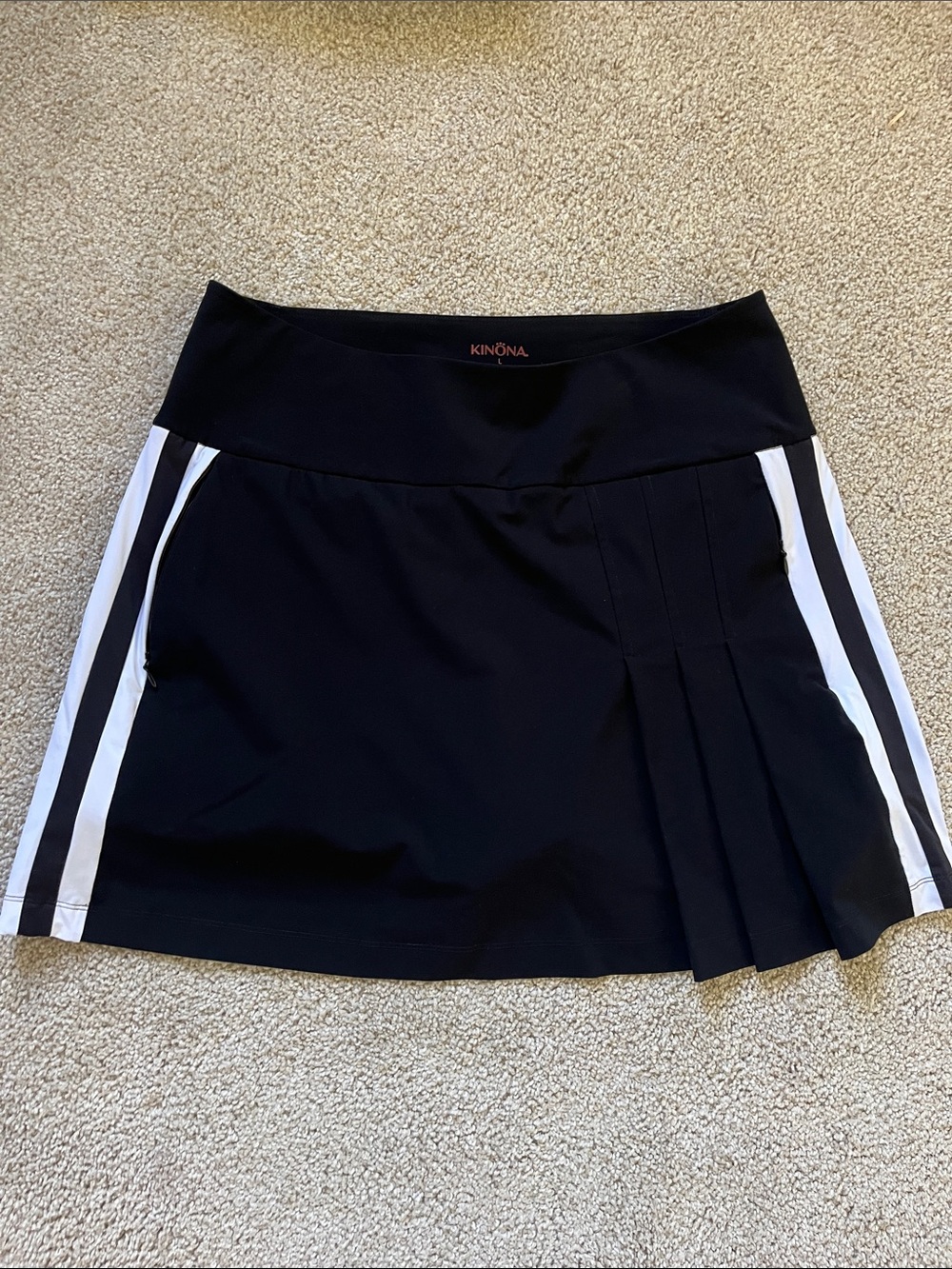 Kinona Black Skort with White Side Stripes